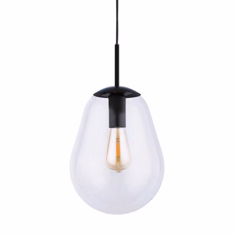 Lyora Pear Small hanglamp zwart met helder glas Ø 22cm