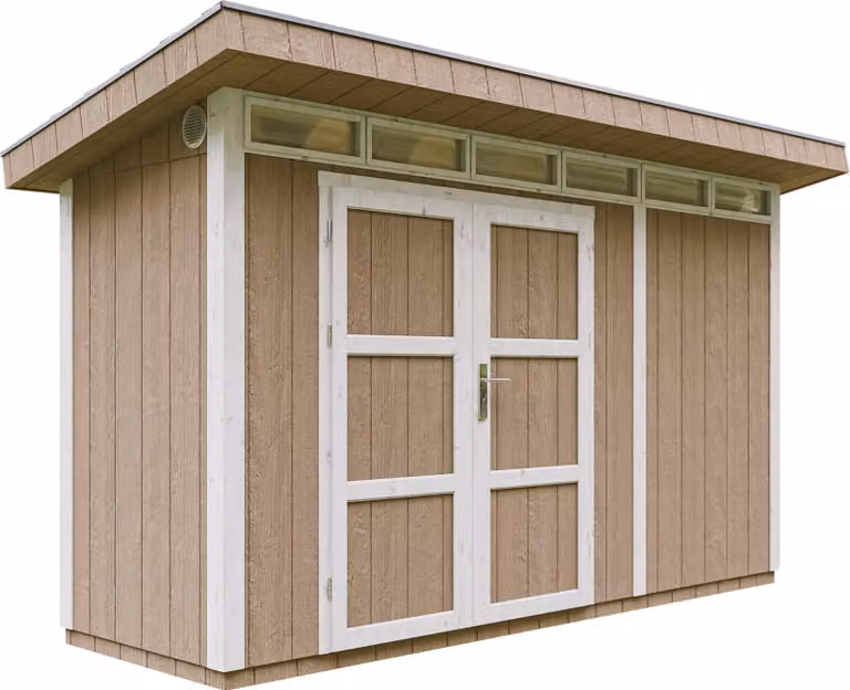 Tuinhuis TIMBELA M902A Tuinberging Terra Brown met vloer en bitumentegels H x B x D: 239 x 161 x 411 cm