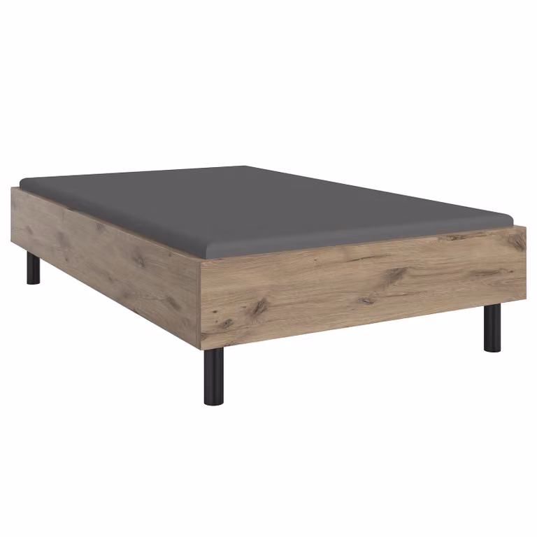 home24 Futonbed Easy - Modern Futonbed in Viking Eiken en Zwart Eikenhout, B/D/H: 120 x 200 x 60 cm