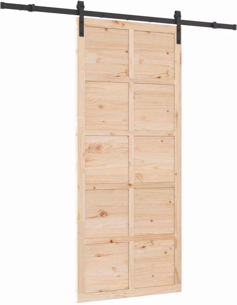 vidaXL Schuifdeur van massief grenenhout - Naturel - B: 90 cm, H: 208 cm