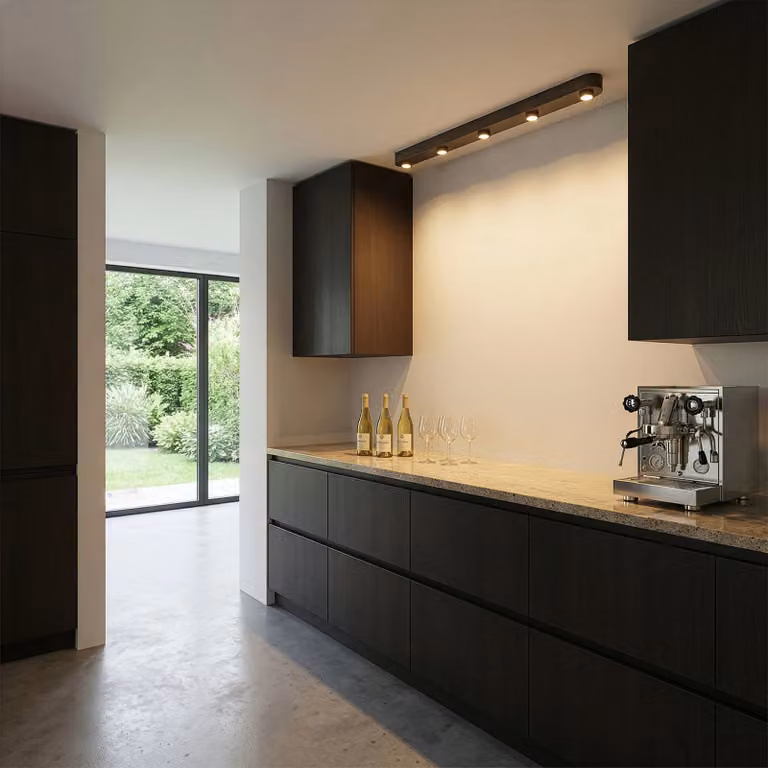 WoonStijl Sienna Bar Plafondlamp in Bruin en Brons met Glas