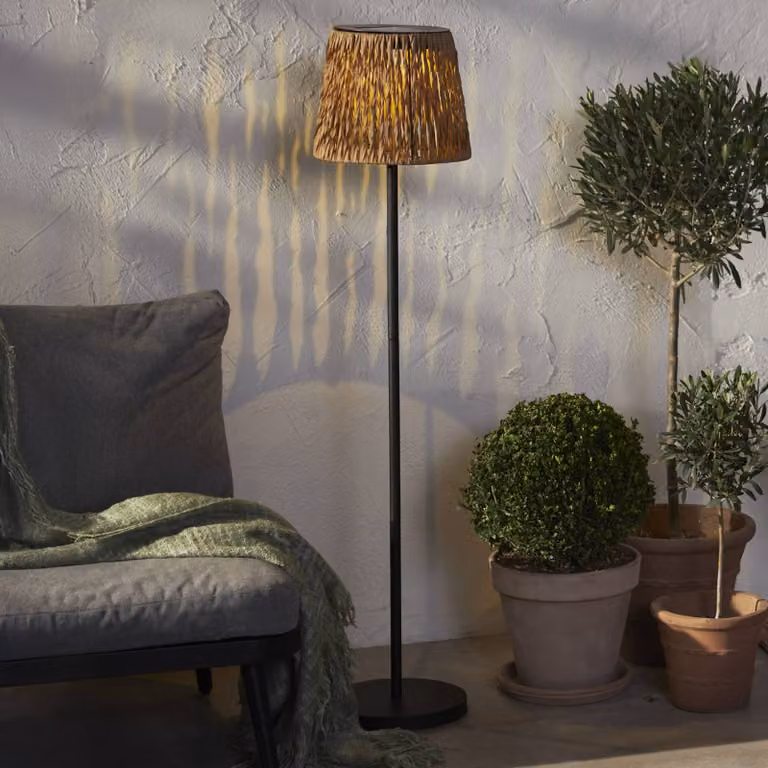 Star Trading Cesta LED vloerlamp voor in de tuin, bruin/zwart, Hoogte: 127 cm