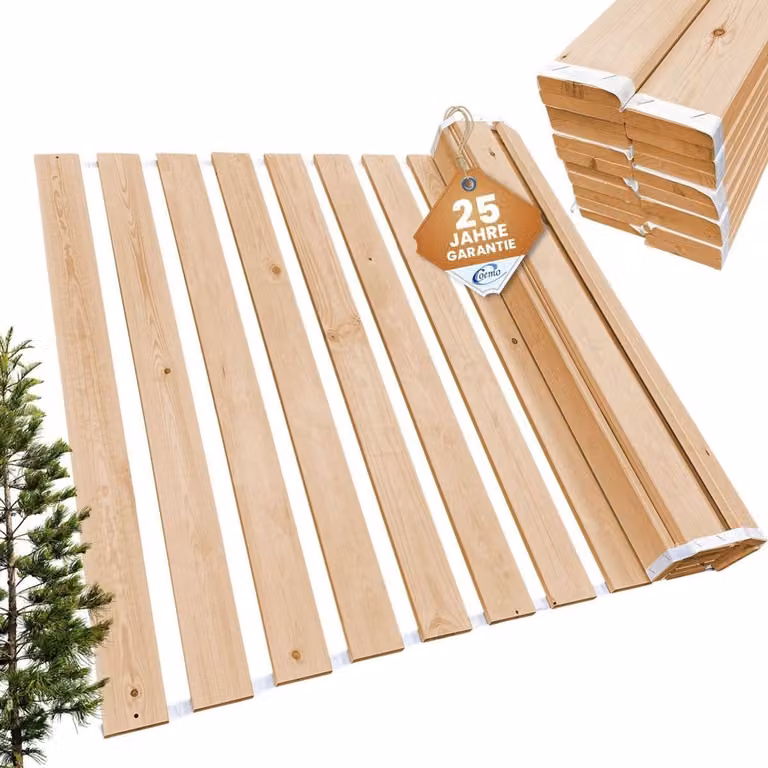 Coemo Oprolbare lattenbodem van massief hout, 160 x 200 cm, 21 latten, belastbaar tot 250 kg