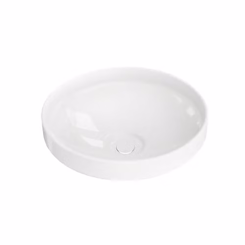 LAVITA Augusta Opzetwastafel, Ronde Keramische Wastafel zonder Overloop en Kraangat, Wit Glans, B/D/H: 45 x 45 x 12,5 cm