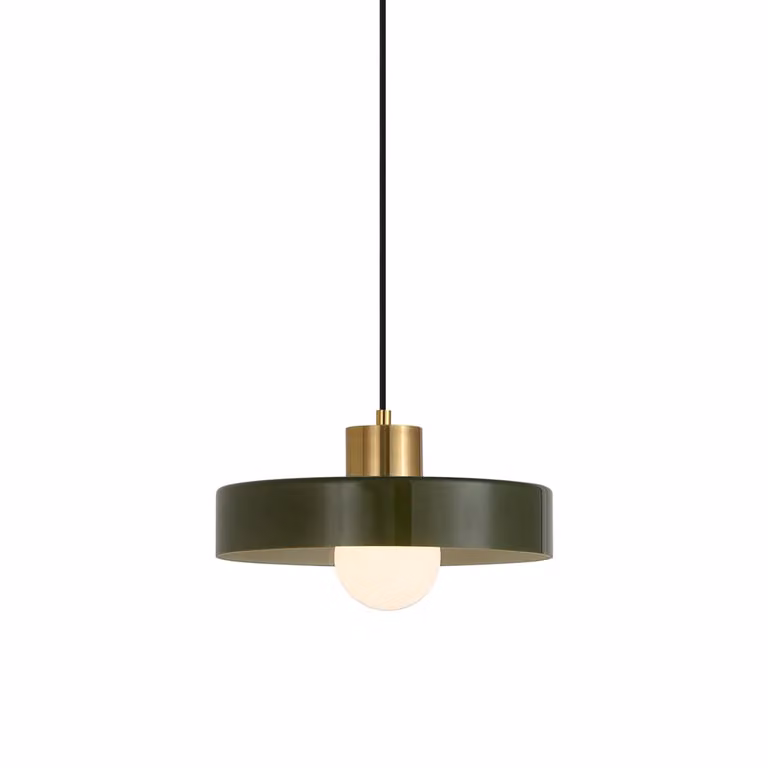 Retro hanglamp messing met groen voor railsysteem 1-fase - Iconic