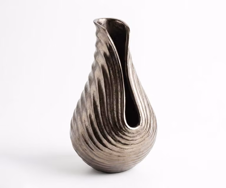 Delife Vaas Helixa Gegoten Aluminium in Mokka Bronze, B: 20 cm, D: 21 cm, H: 35 cm