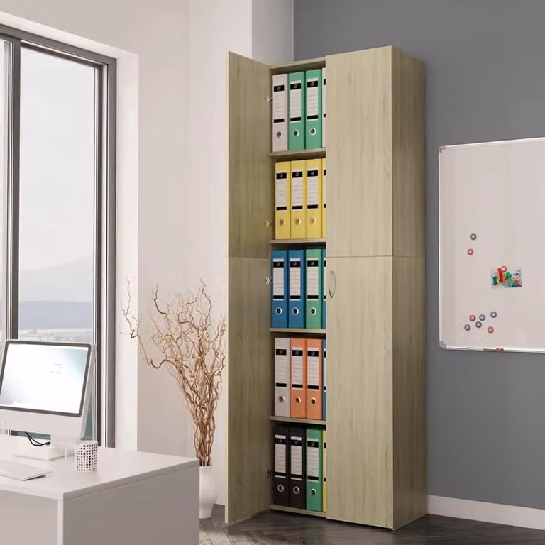 Minimalistische Archiefkast voor Kantoor en Home Office - Sonoma Eiken - B/D/H: 60 x 32 x 190 cm