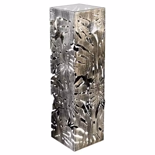 Casablanca Flora moderne kolomkast van metaal en glas, zilver, H: 100 cm, B: 27 cm, D: 27 cm