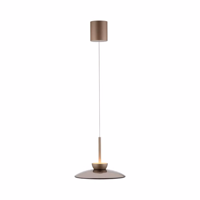 Paul Neuhaus Moon LED hanglamp brons met amberkleurig glas, Ø32 cm