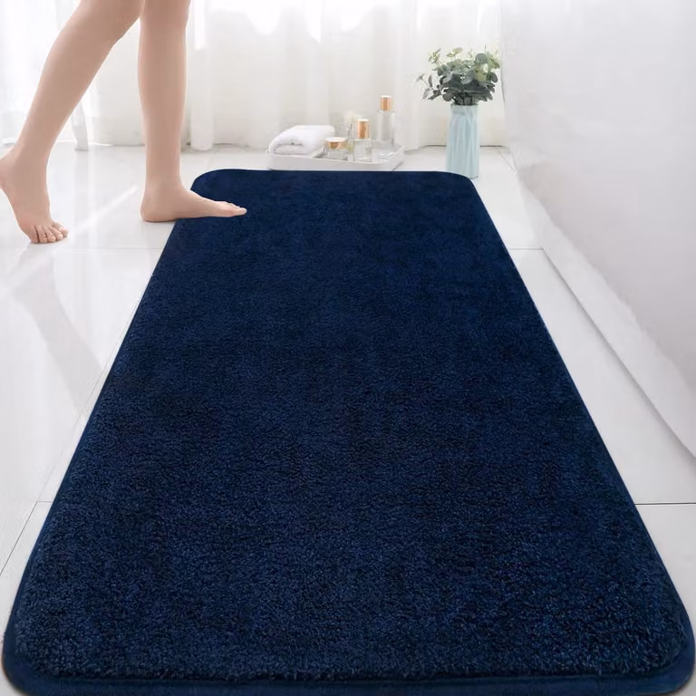 Rururug Badmat van Zachte Microvezel in Marineblauw, Breedte: 60 cm, Diepte: 150 cm