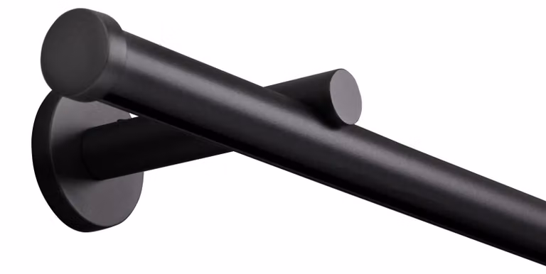 Deco-raum Binnenliggende gordijnroede Serie Modern, 1-rails, 20mm, zwart met kap, 160 cm