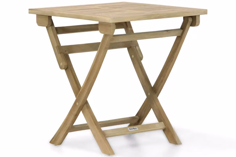 Garden Collections Derby inklapbare dining tuintafel van teak, bruin, B/D: 70 x 70 cm