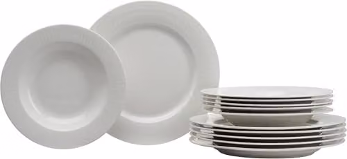 Ritzenhoff & Breker Sofia 12-delig tafelservies van porselein, wit, met dinerborden van 26 cm en soepborden van 22 cm voor 6 personen