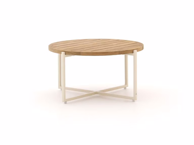 Apple Bee Loungetafel, Ronde Tuintafel van Teakhout, Bruin/Grijs, Ø 74 cm