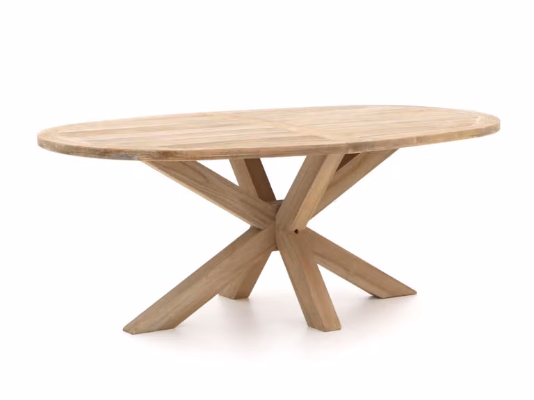 ROUGH Furniture Ovaal Tuintafel van Teakhout in Bruin, B/D/H: 200 x 110 cm