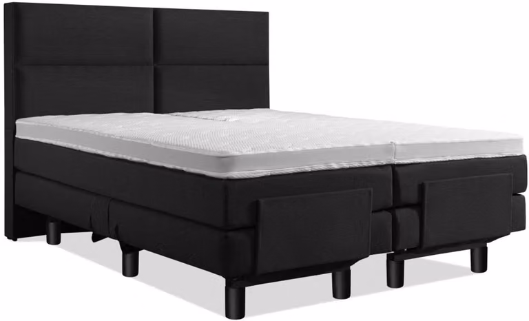 Elektrische Boxspring met 4-vaks hoofdbord, 1-persoons, Zwart, B/D/H: 70 x 210 cm