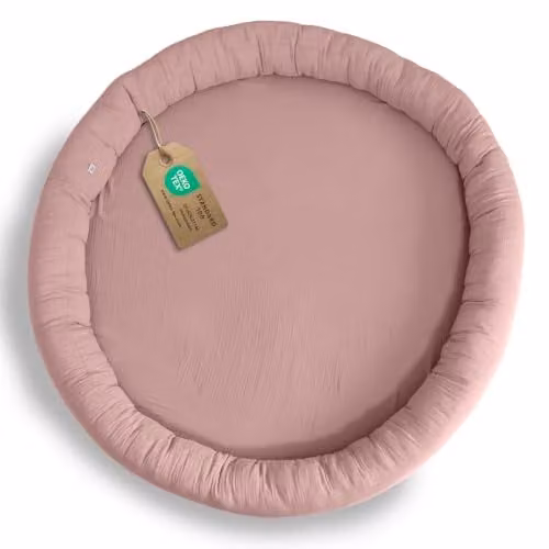 Lilimaus Vloerkussen voor kinderen, Poederroze, Diameter: 90 cm, 100% Mousseline Katoen