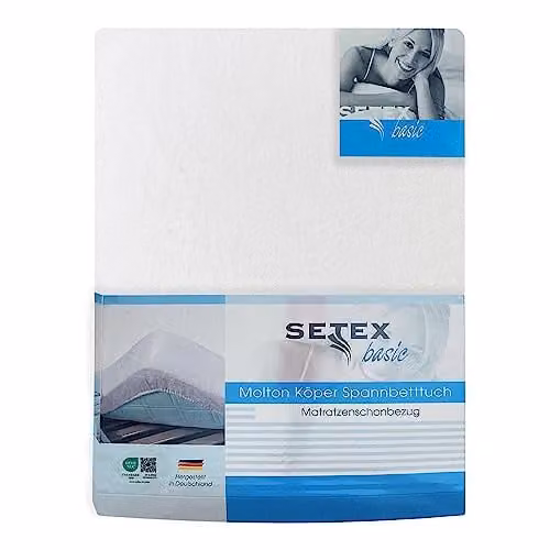 SETEX Molton matrasbeschermer van 100% katoen, wit, 180 x 200 cm