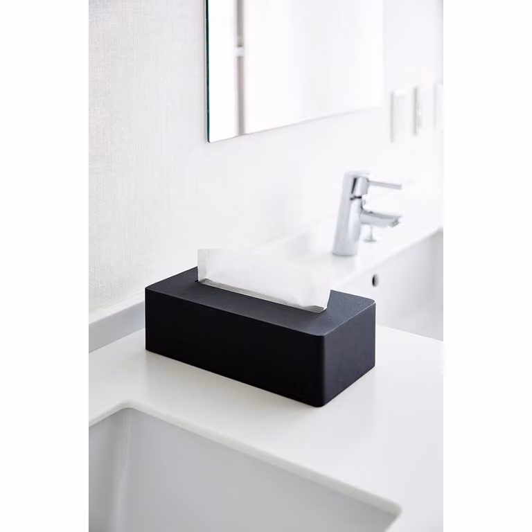 home24 Tissuehouder van gepoedercoat staal zwart, B: 27 cm, D: 8 cm, H: 14 cm