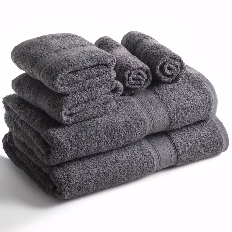 Dailygoody Handdoekenset Houtskool - 6 Stuks - 100% Katoen - Zeer Absorberend