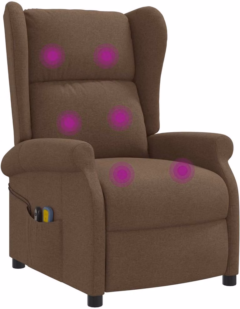 vidaXL Wingback elektrische massage relaxstoel - Bruin - Stof