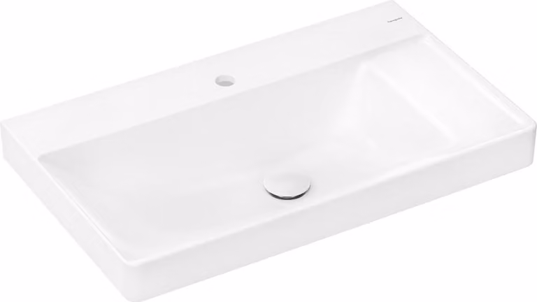 Hansgrohe Xelu Q wastafel met aflegvlak en kraanplaat, wit, B: 80 cm, D: 48 cm, zonder overloop, 61024450