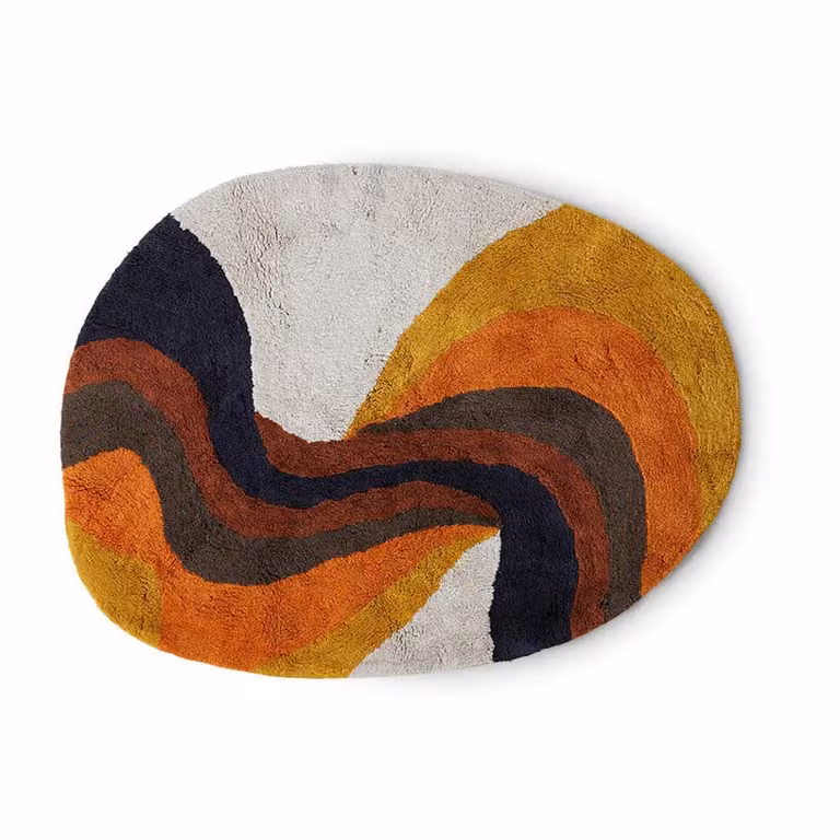 HKliving Retro swirl badmat multicoloreur 90 x 120 cm