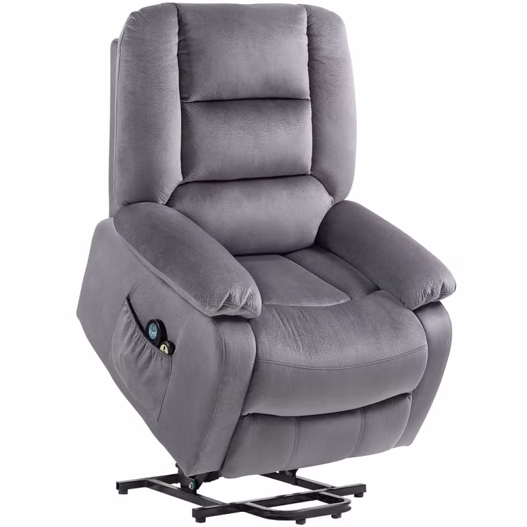 Homcom Massagestoel Elektrische relaxstoel met opsta-hulp, 8 massagepunten en lendenverwarming, donkergrijs, B/D/H: 90 x 93 x 110 cm