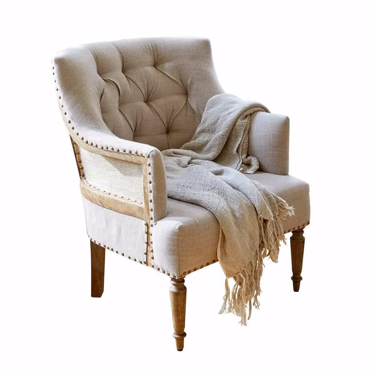 Loberon Fauteuil Bebington Chesterfield linnen