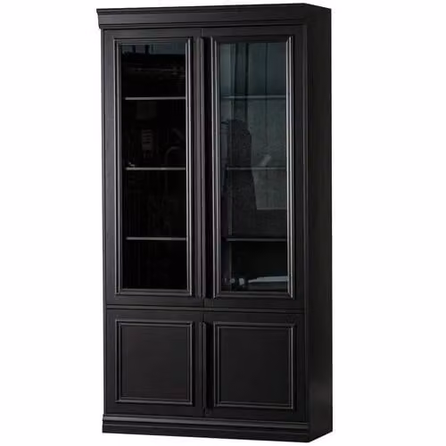 WOOOD Organize Vitrinekast - Grenen en Glas - Zwart - H 215 x B 110 x D 44 cm