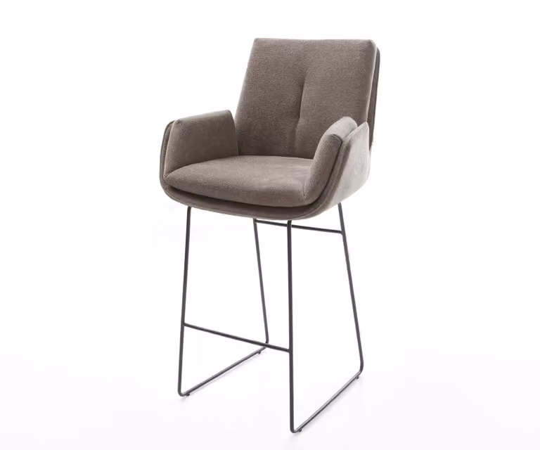 DELIFE Barstoel Clea-Flex met armleunnen, Beige, Zwart metaal onderstel