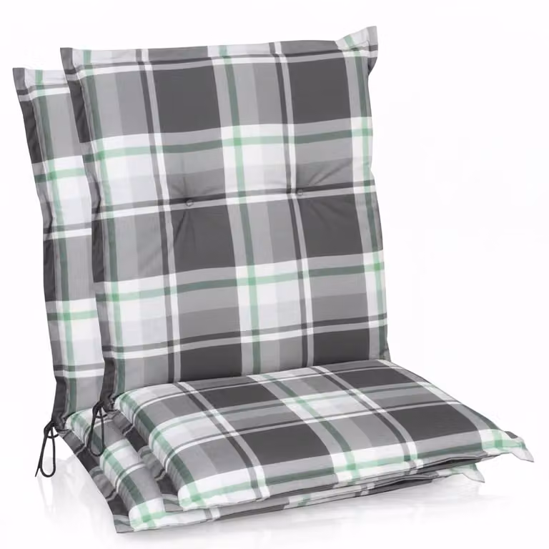 Beautissu Sunny MK 2-delige set rugleuninghoezen voor fauteuils, mintgroen geruit, 100 x 50 cm
