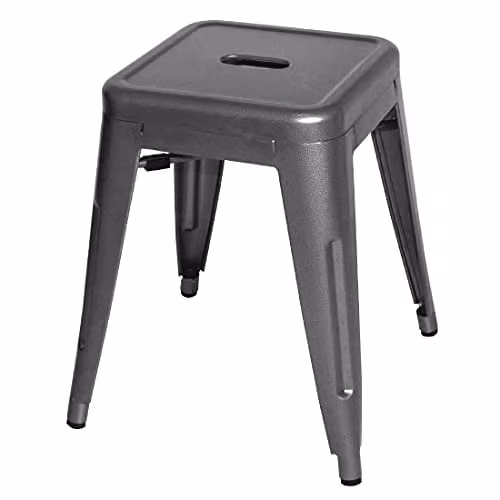 Bolero Bistro set van 4 lage krukken, gun metal grijs, stapelbaar, zithoogte: 46 cm