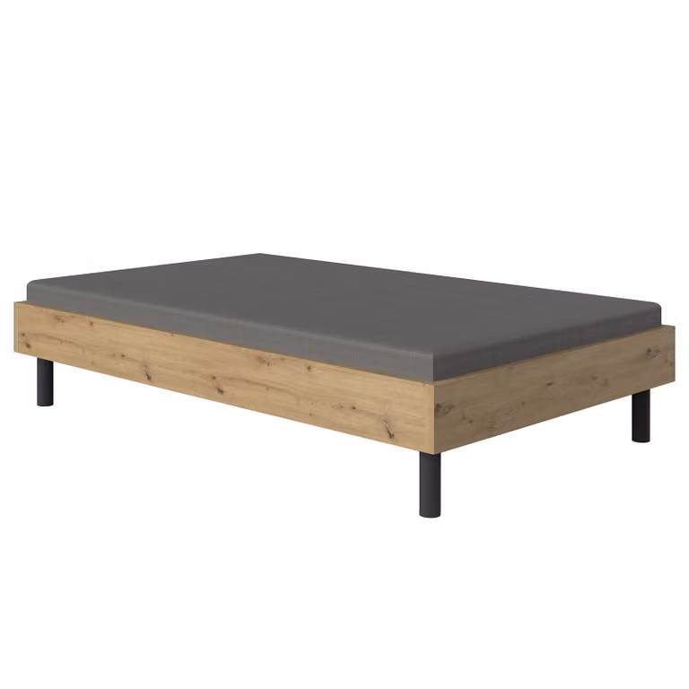 home24 Futonbed Easy in Artisan eikenhout look en zwart, B/D: 90 x 200 cm, Hoogte: 55 cm