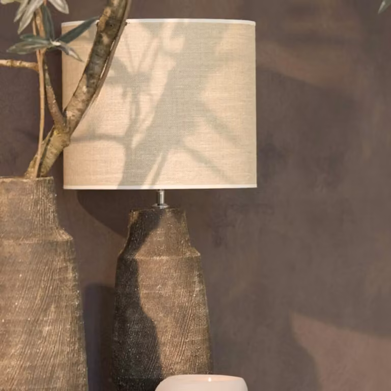 Light en Living Cilinder Kap Sendai Beige Keramiek B: 30 cm, D: 30 cm, H: 32 cm