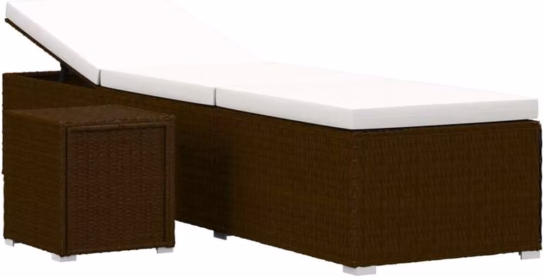 Verstelbaar Ligbed met Kussen en Tafel – Weerbestendig Tuinbed voor Buiten en Balkon