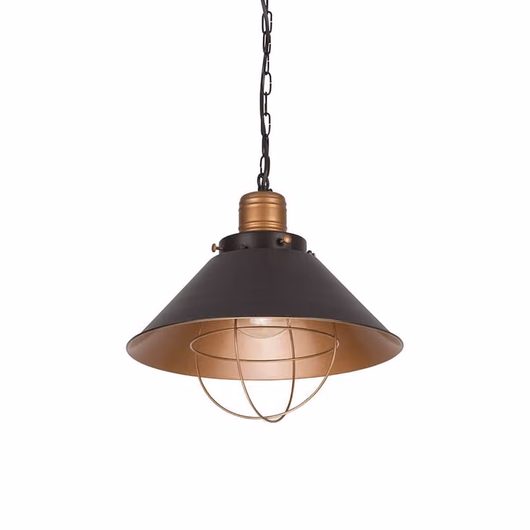 Landelijke hanglamp Garret Lyora - Zwart/Brons - Diameter: 34 cm
