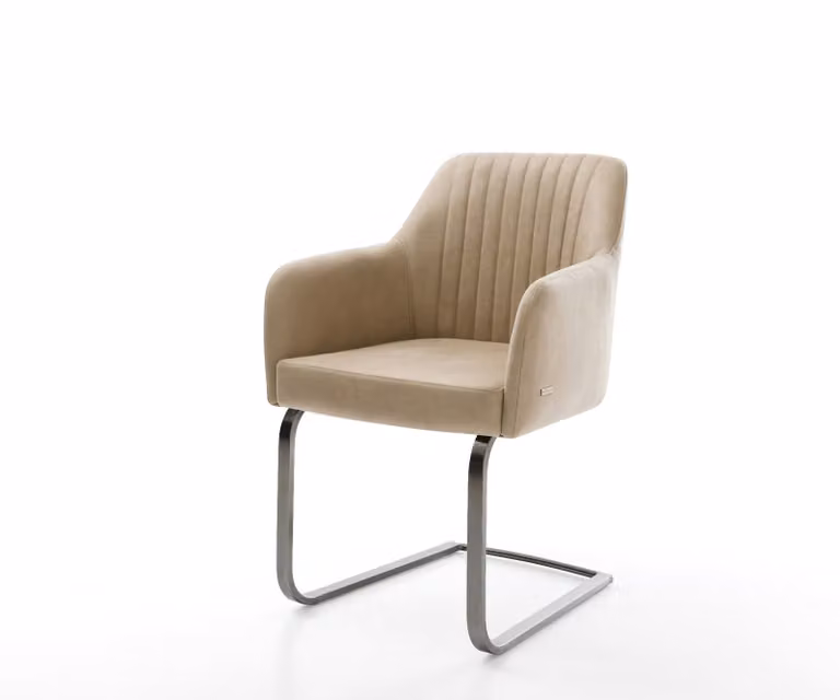 DELIFE Greg-Flex Sledemodel Stoel met Microvelours Bekleding in Beige en Grijs