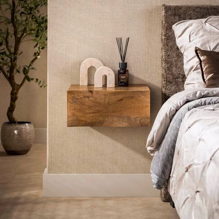 WoonStijl Nachtkastje Ocean van Mango hout in Sand/Brown B/D/H: 35 x 18 x 40 cm
