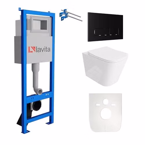 Lavita Complete Toiletset Maio LAV 101 met voorwandelement en diepspoelbak, wit en zwart