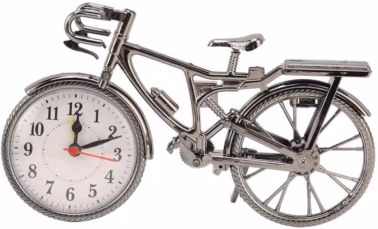 Retro Fiets Tafelklok - Vintage Metalen Klok op Stand - Batterij Aangedreven
