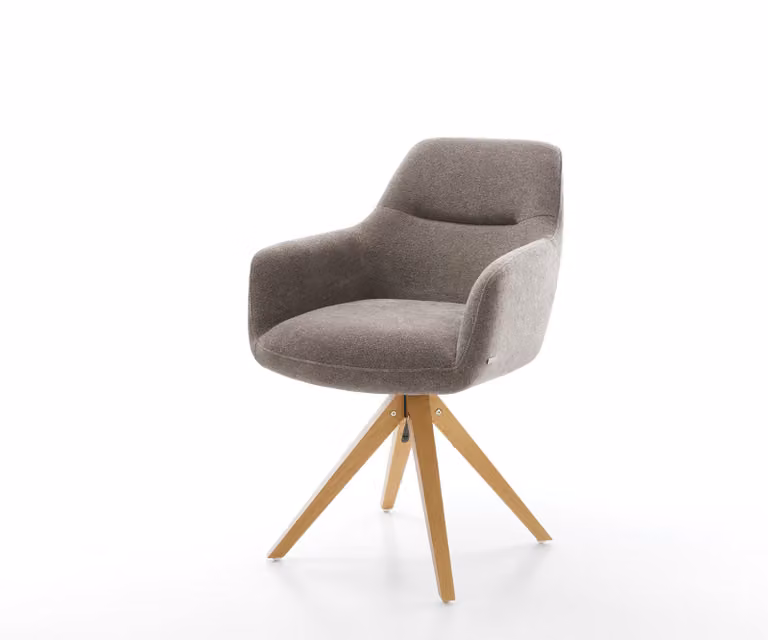 DELIFE Pejo-Flex Draaistoel met houten frame en pocketveer kern in taupe/beige/grijs