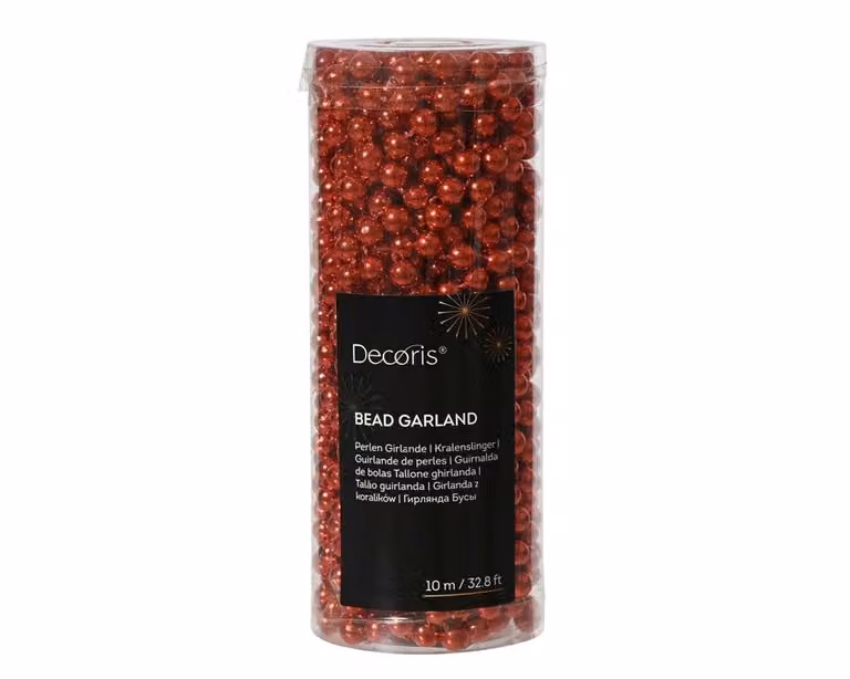 Decoris Season Decorations Kerstdecoratie Kralenketting Rood Plastic 10 meter