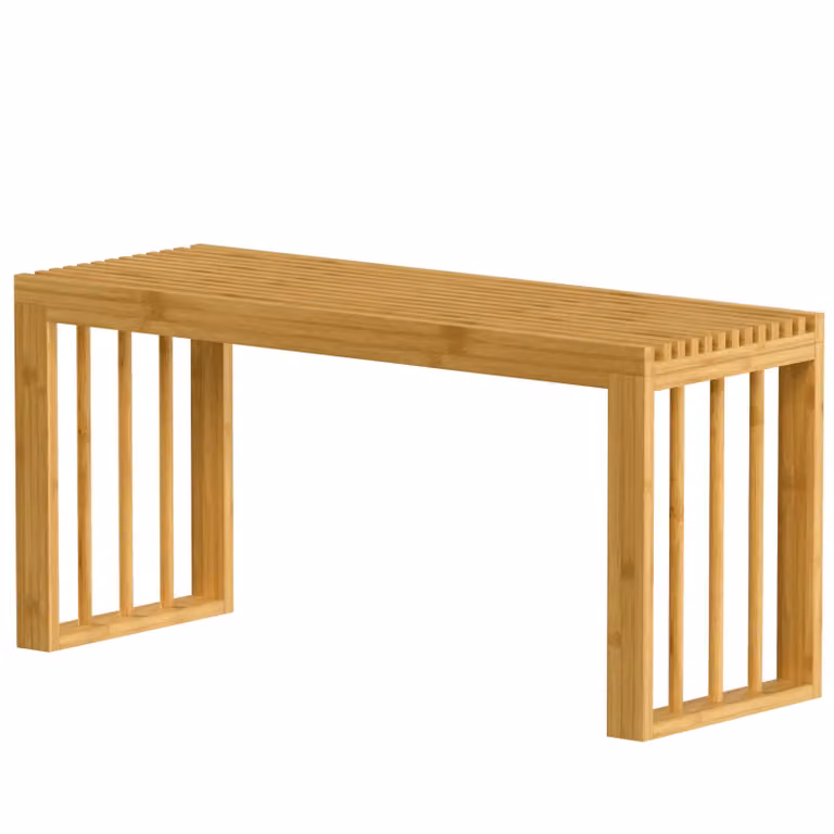 HOMCOM Bamboe schoenenbank en halbank zonder rugleuning, naturel, 90 cm
