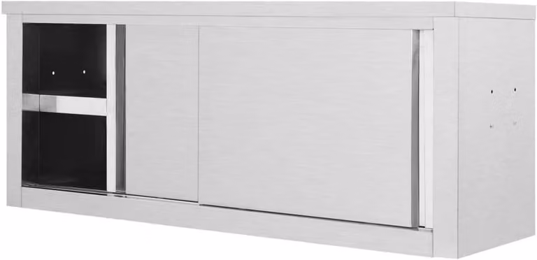 Zilveren RVS Keukenkast met Schuifdeur, Wandkast voor Keukenorganisatie, B/D/H: 120 x 40 x 50 cm