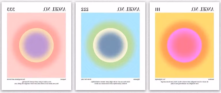 Wanddecoratie Set met Engelnummers Gradiënt in Multicolor, Poster Set van 30 x 40 cm
