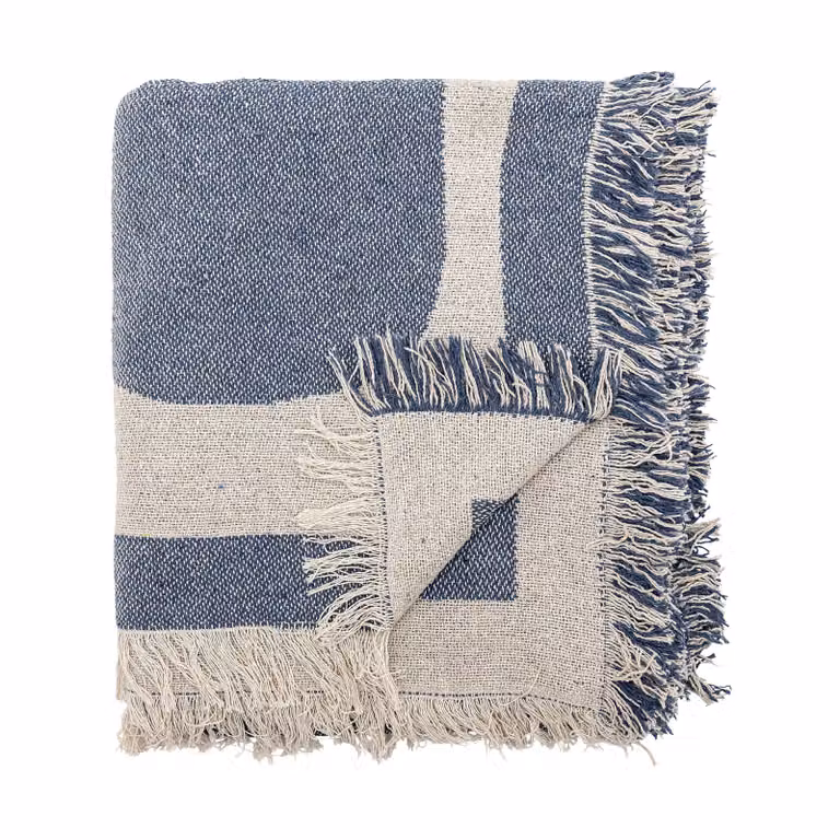 Bloomingville Ethan plaid katoen blauw 160 x 130 cm