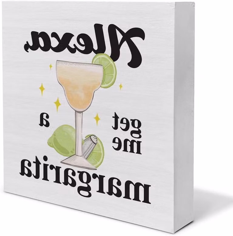 Rustieke houten doos met Land Margarita decoratie voor in de keuken of bar