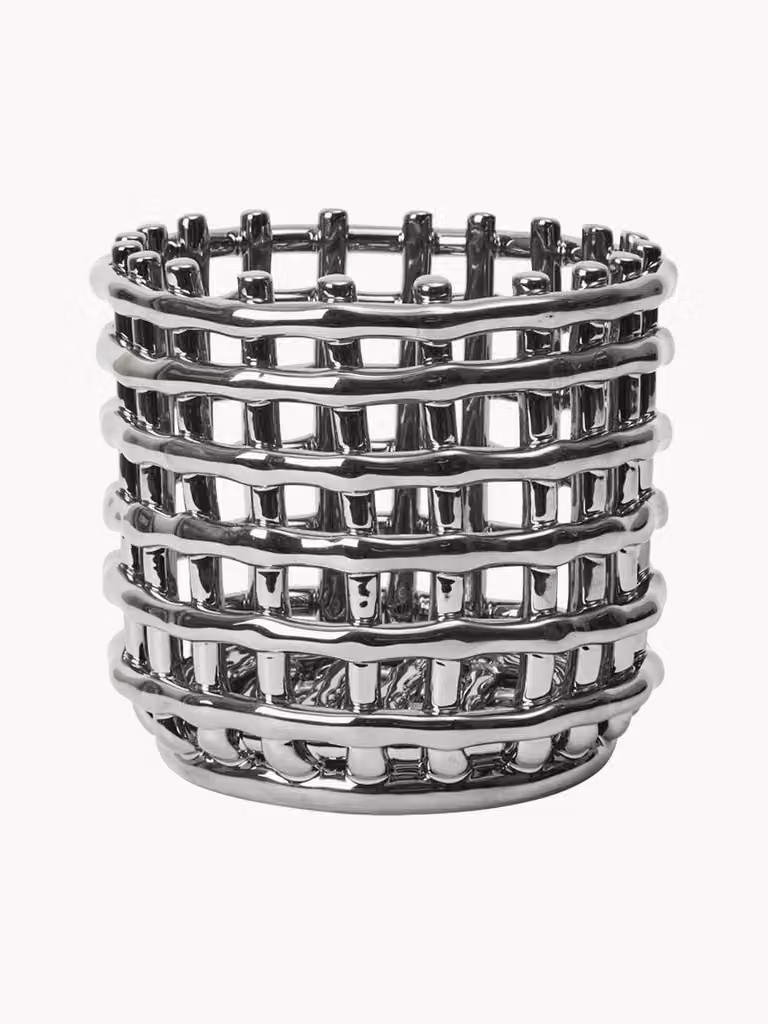 Ferm LIVING Nalan Handgemaakte Keramische Opbergmand voor op Tafel, Hoogte: 15 cm