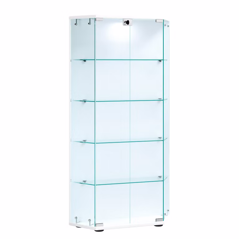 VCM Cenila Vitrinekast met glazen deuren, Wit, B/D/H: 83 x 114 x 17 cm